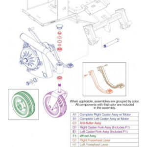 Jazzy AirComplete Left Caster Assembly with Motor