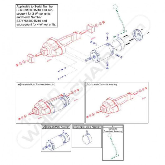 Maxima 3 Wheel ScooterColmpete Motor Transaxle Assembly