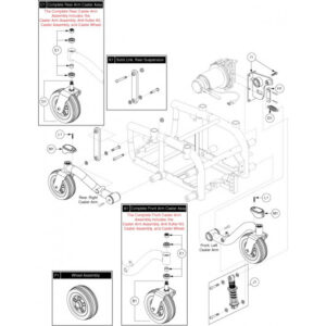 Jazzy 614 HDComplete Rear Arm Caster Assembly