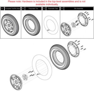 Jazzy 614 HDComplete Tire/ Rim Assembly