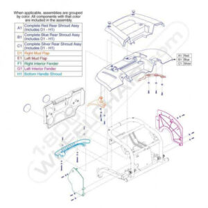 Pursuit 4 Wheel ScooterComplete Silver Rear Shroud Assembly (Includes D1-H1)