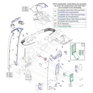 Pursuit XL 4 Wheel ScooterComplete Red Tiller Shroud Assembly (Includes all components)