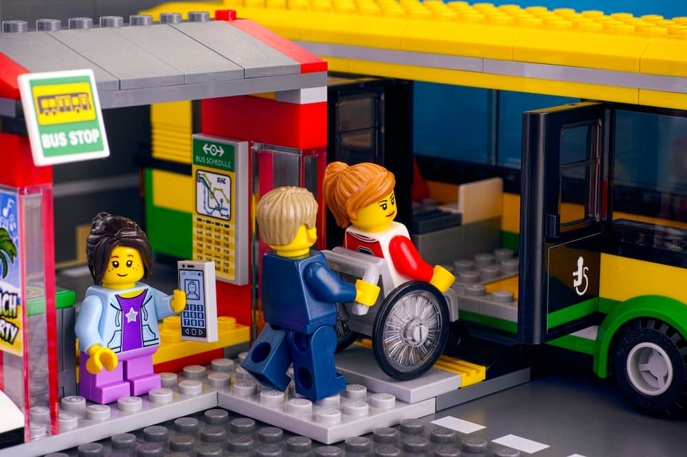 Lego wheelchair in brick-built form