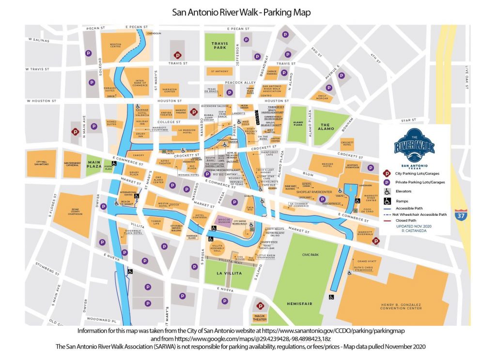 Riverwalk, San Antonio map