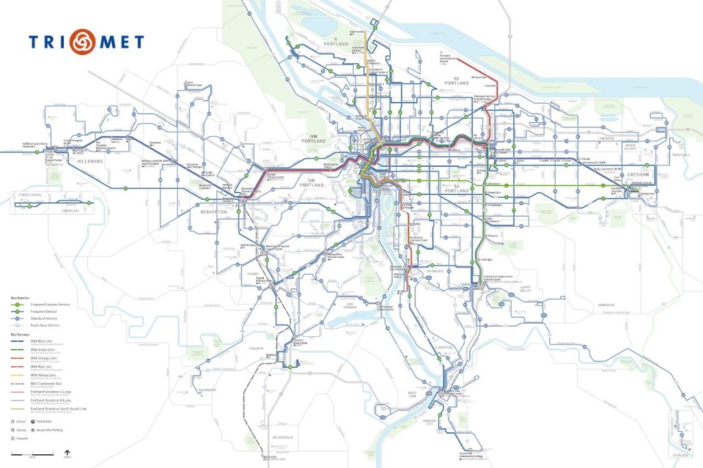 TriMet Portland transit map