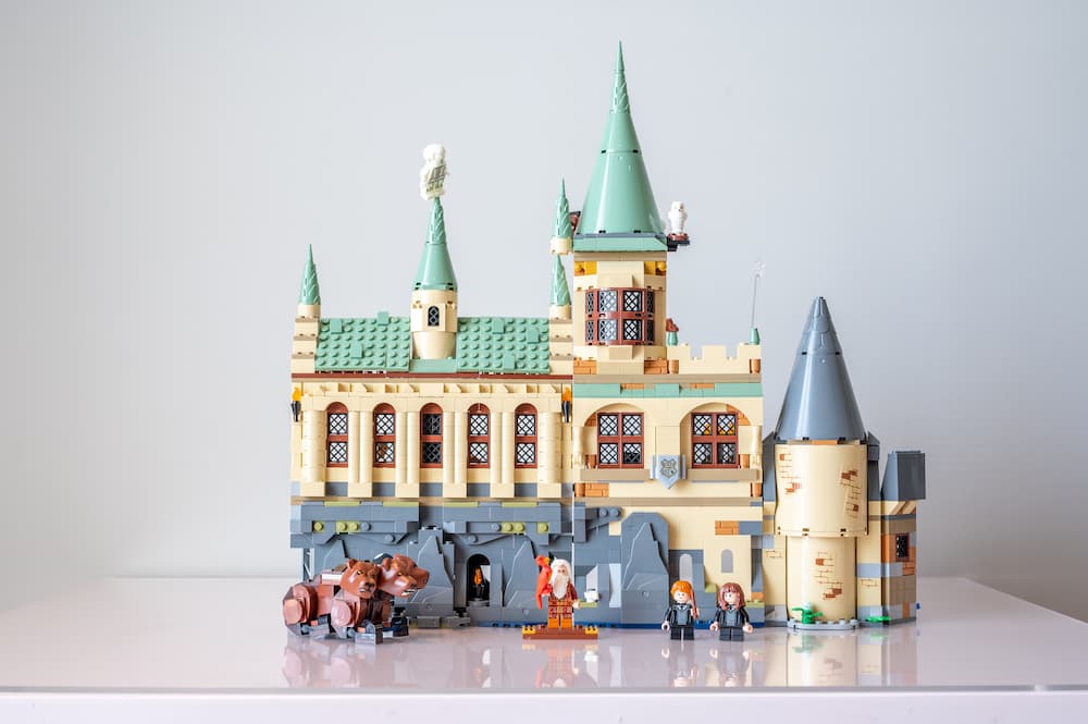 Isolated image of a completed Harry Potter lego set