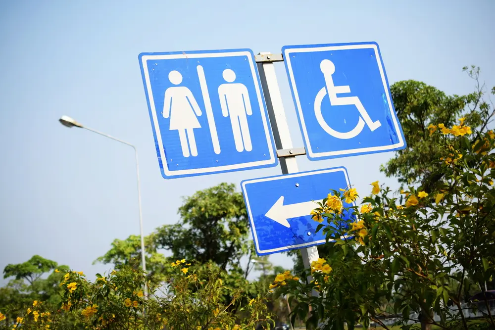 Toilet Signs with a disabled access symbol