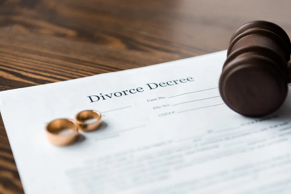 Close-up view of divorce decree